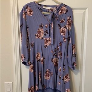 ASTR The Label Purple and Pink Floral Women's Dress Size L (fits like size 8)